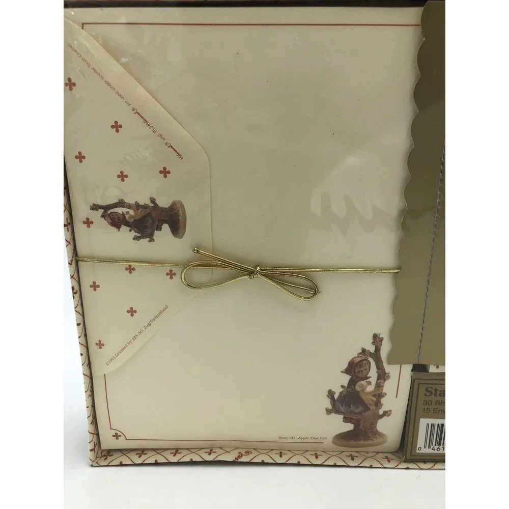 Vintage HUMMEL Apple Tree Girl Stationery & Folded Notes In Fabric Box Sealed